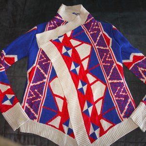 CHARLOTTE RUSSE OPEN FRONT CARDIGAN KNIT SWEATER AZTEC SZ L WOMENS #5132SCK1